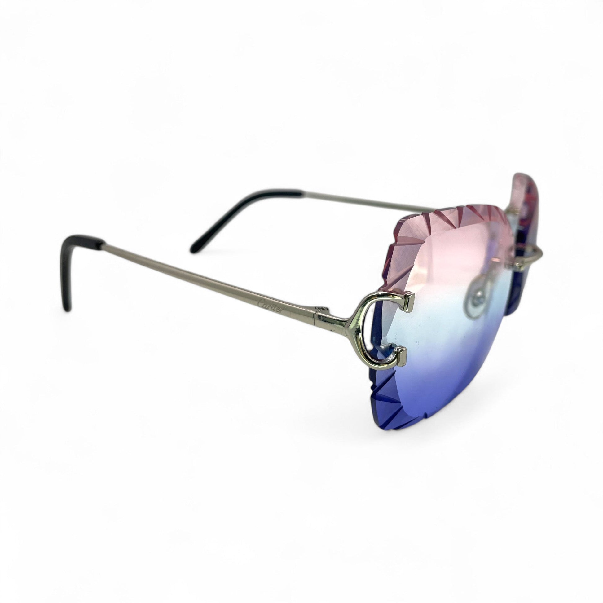 Big C Decor - Silver Wires Sunglasses w/ Cotton Candy Butterfly Lenses (Diamond Cut) (2010s) - Luxury Optical