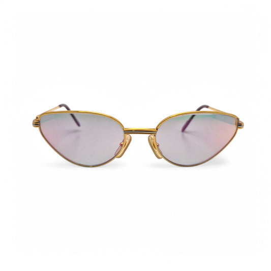 Authentic Cartier Rivoli - Gold Wires Sunglasses w/ Iridescent Cat-Eye Lenses (90s)