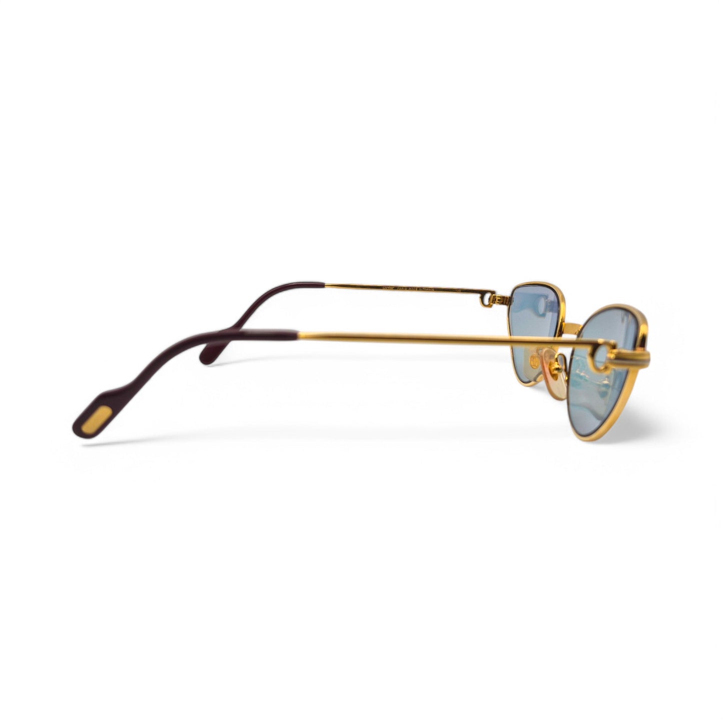 Authentic Cartier Rivoli - Gold Wires Sunglasses w/ Iridescent Cat-Eye Lenses (90s)