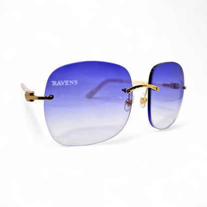 C Decor "Baltimore Ravens" - Gold White Marbles Sunglasses w/ Custom Violet Onyx Lenses (2025)