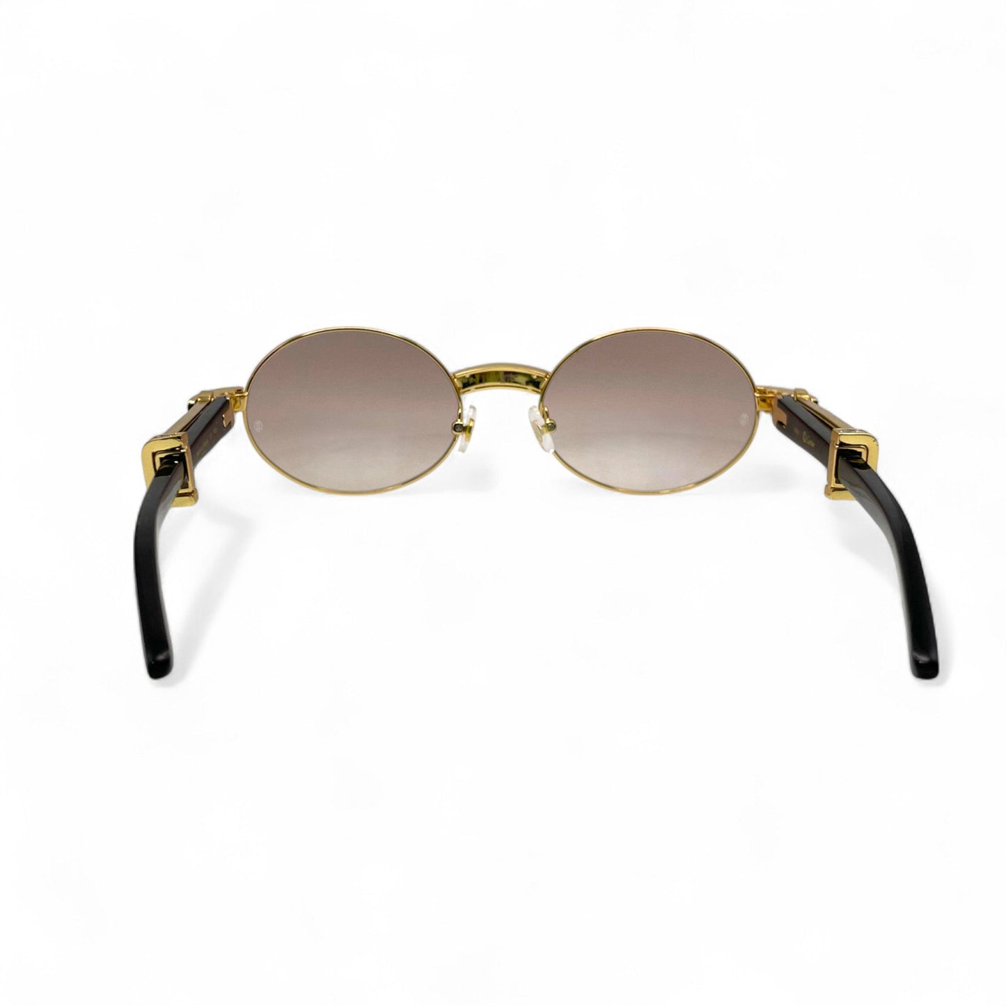 Giverny (Iced) - 55-22 Gold Genuine Horn Sunglasses w/ Brown Lenses & Baguette Diamonds Channel Set (90s) - Luxury Optical