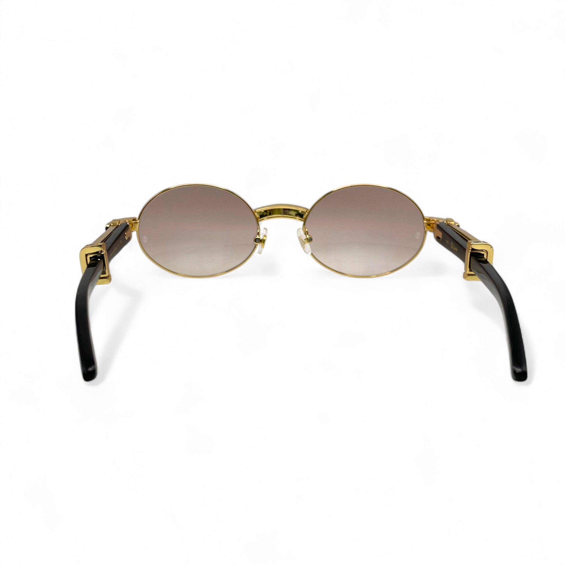 Giverny (Iced) - 55-22 Gold Genuine Horn Sunglasses w/ Brown Lenses & Baguette Diamonds Channel Set (90s) - Luxury Optical