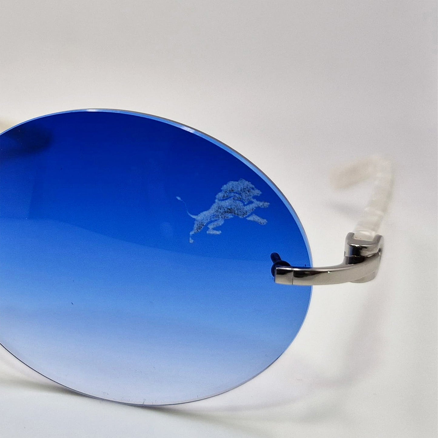 C Decor "Detroit Lions" - Silver Marbles/Buffs Sunglasses w/ Custom Cobalt Blue Lenses (2025)
