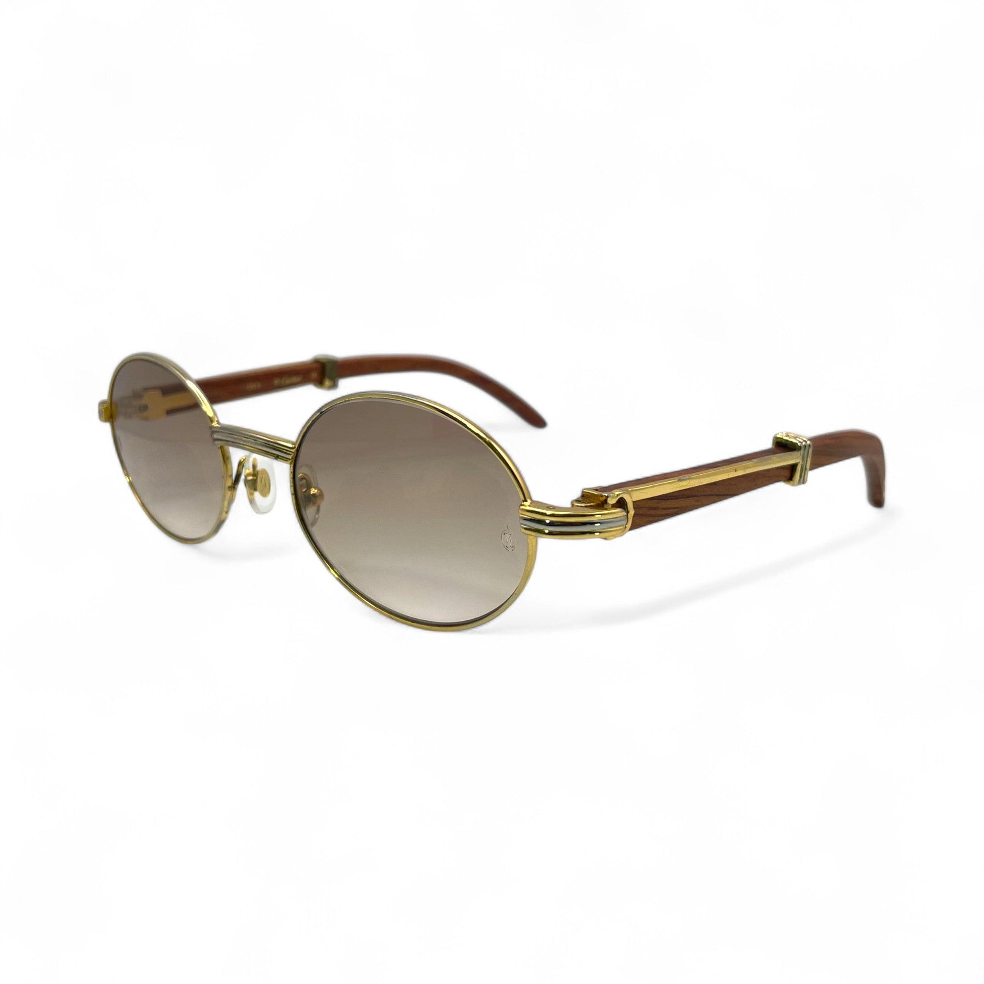Giverny - 53-22 Gold Woods Sunglasses w/ Light Brown Lenses (90s) - Luxury Optical