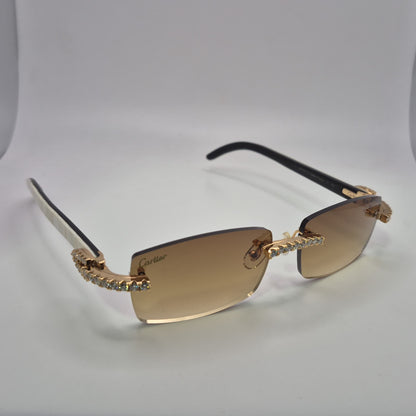 C Decor - Gold White Buffs w/ Hennessy Brown Square Lenses