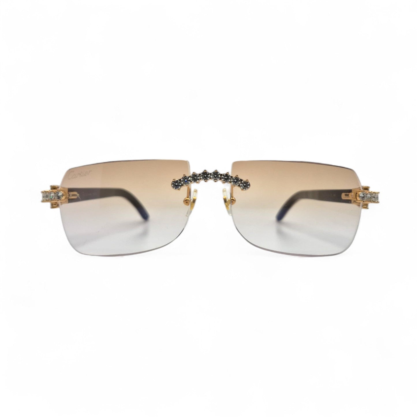 C Decor Buffs (Iced - CZ) - Gold White Genuine Horn Sunglasses - Diamonds Sets (2010s) - Luxury Optical