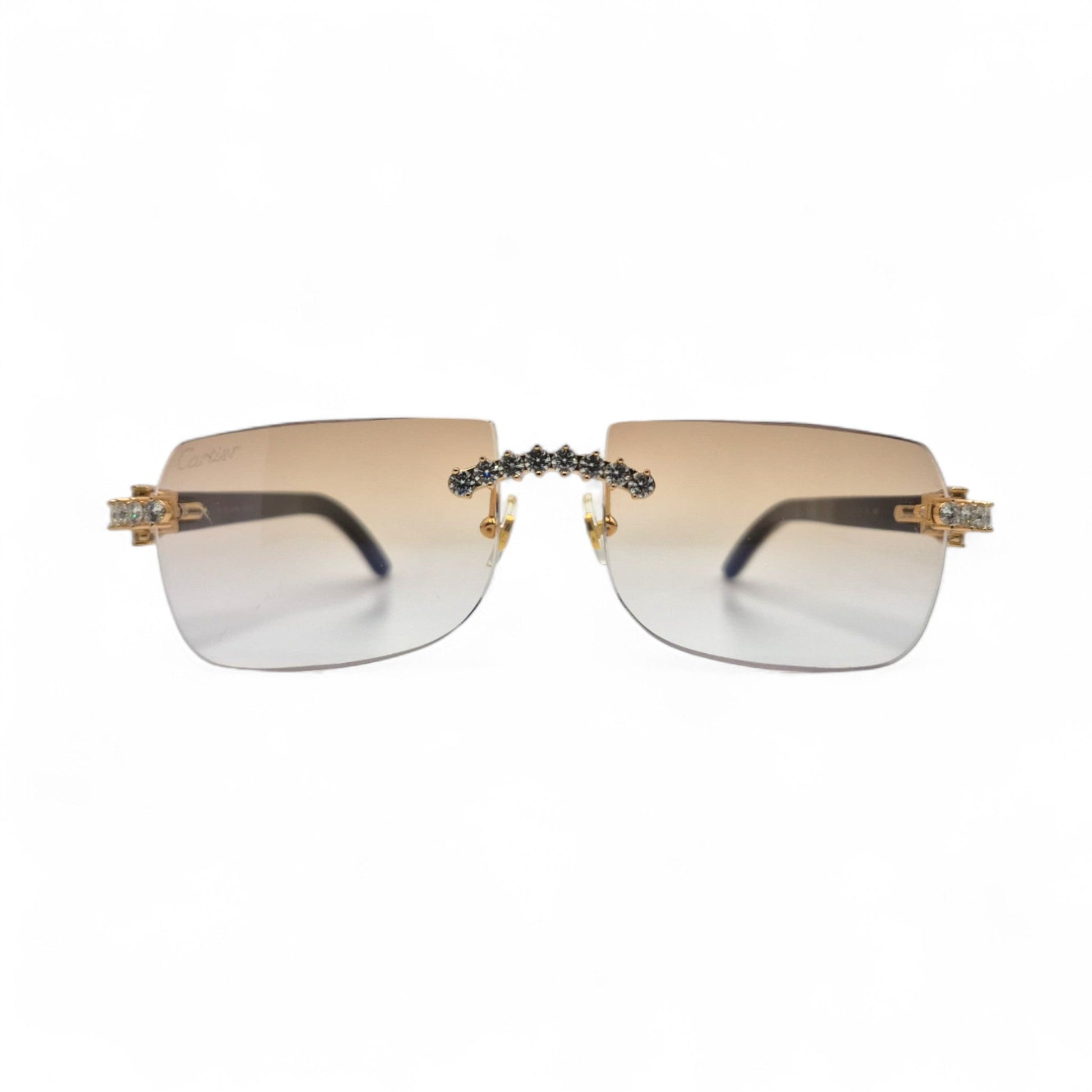 C Decor Buffs (Iced - CZ) - Gold White Genuine Horn Sunglasses - Diamonds Sets (2010s) - Luxury Optical