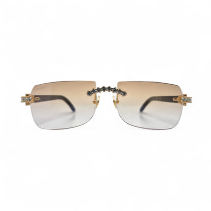 C Decor Buffs (Iced - CZ) - Gold White Genuine Horn Sunglasses - Diamonds Sets (2010s) - Luxury Optical