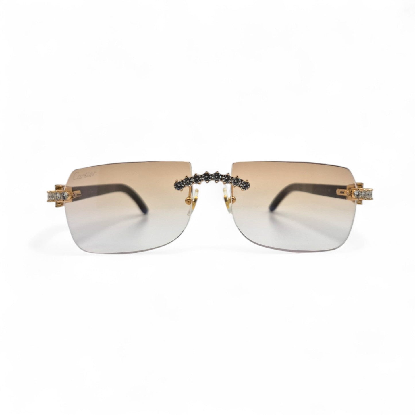 C Decor Buffs (Iced - VVS Genuine) - White Genuine Horn Sunglasses - Genuine Diamonds Prong Set (2020s) - Luxury Optical