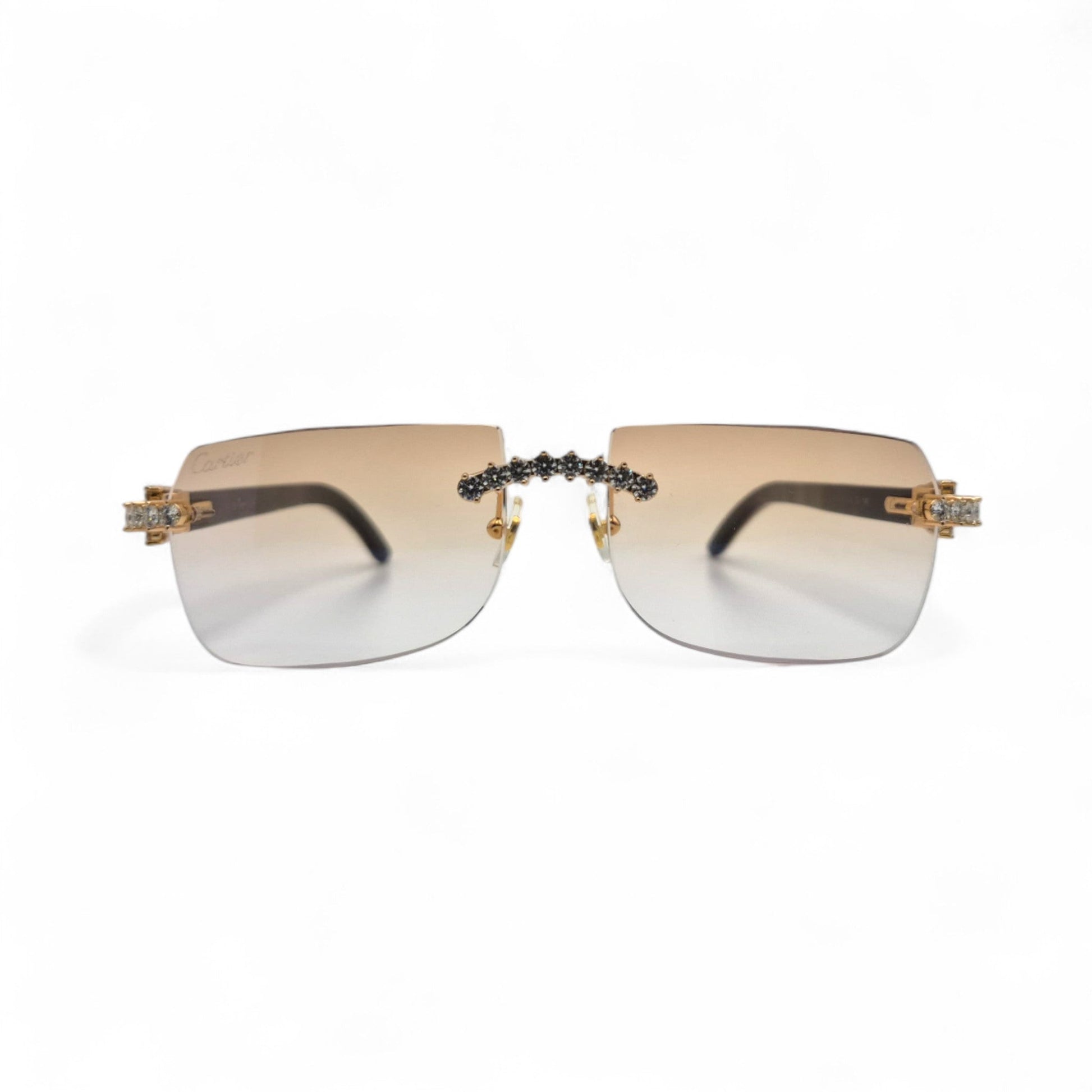 C Decor Buffs (Iced - VVS Genuine) - White Genuine Horn Sunglasses - Genuine Diamonds Prong Set (2020s) - Luxury Optical