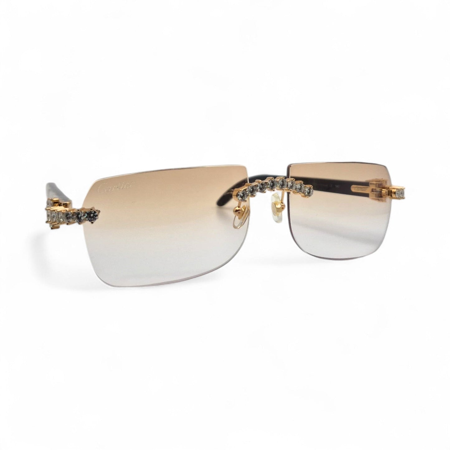 C Decor Buffs (Iced - VVS Genuine) - White Genuine Horn Sunglasses - Genuine Diamonds Prong Set (2020s) - Luxury Optical
