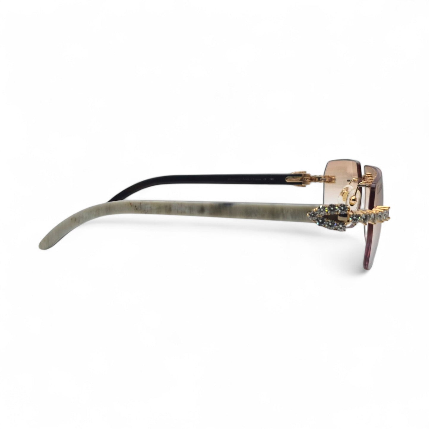 C Decor Buffs (Iced - CZ) - Gold White Genuine Horn Sunglasses - Diamonds Sets (2010s) - Luxury Optical