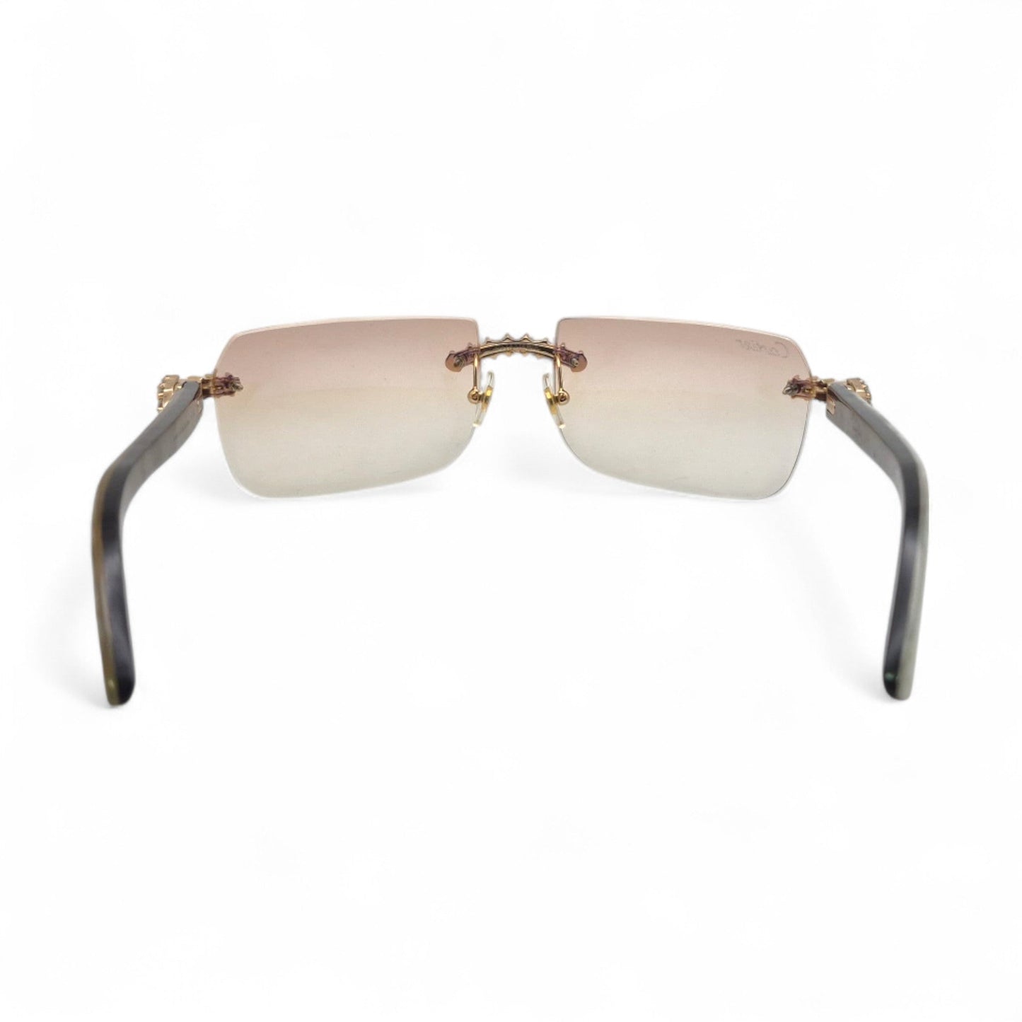 C Decor Buffs (Iced - CZ) - Gold White Genuine Horn Sunglasses - Diamonds Sets (2010s) - Luxury Optical