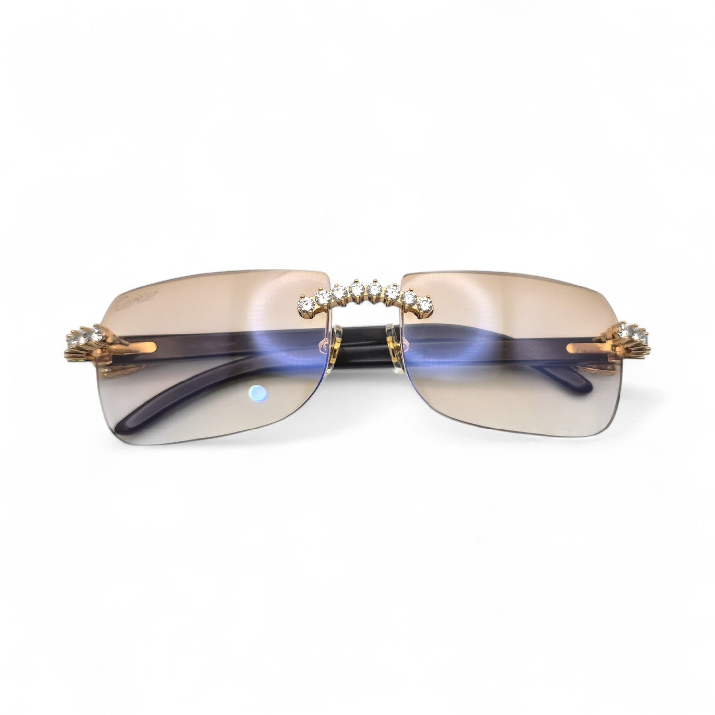 C Decor Buffs (Iced - CZ) - Gold White Genuine Horn Sunglasses - Diamonds Sets (2010s) - Luxury Optical