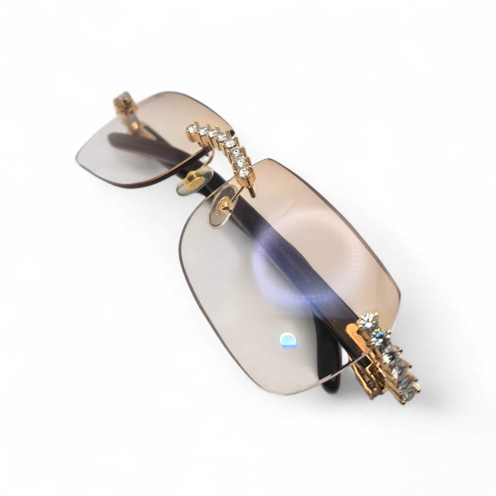 C Decor Buffs (Iced - CZ) - Gold White Genuine Horn Sunglasses - Diamonds Sets (2010s) - Luxury Optical
