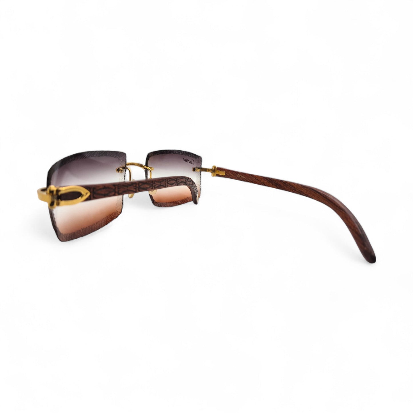 Authentic Cartier C Decor - Gold Logo Woods Sunglasses w/ Smoke Gray/Clear/Brown Gradient Lenses (Limited Edition - 2010s)