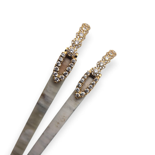 C Decor Temples - White Buffs w/ Swirls - Gold Diamonds Flower Hinges