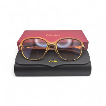 Authentic Cartier Malmaison - 56-16 Gold Woods Sunglasses w/ Hennessy Brown Lenses (90s)