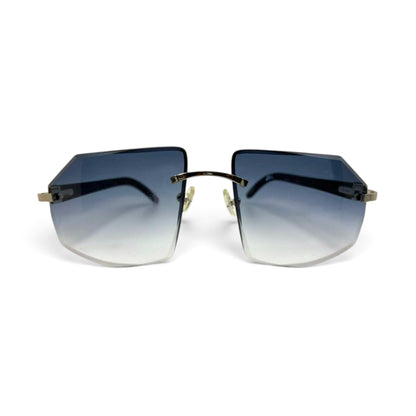 C Decor Buffs - Silver Black Genuine Horn Sunglasses w/ Custom Smoke Grey Lenses