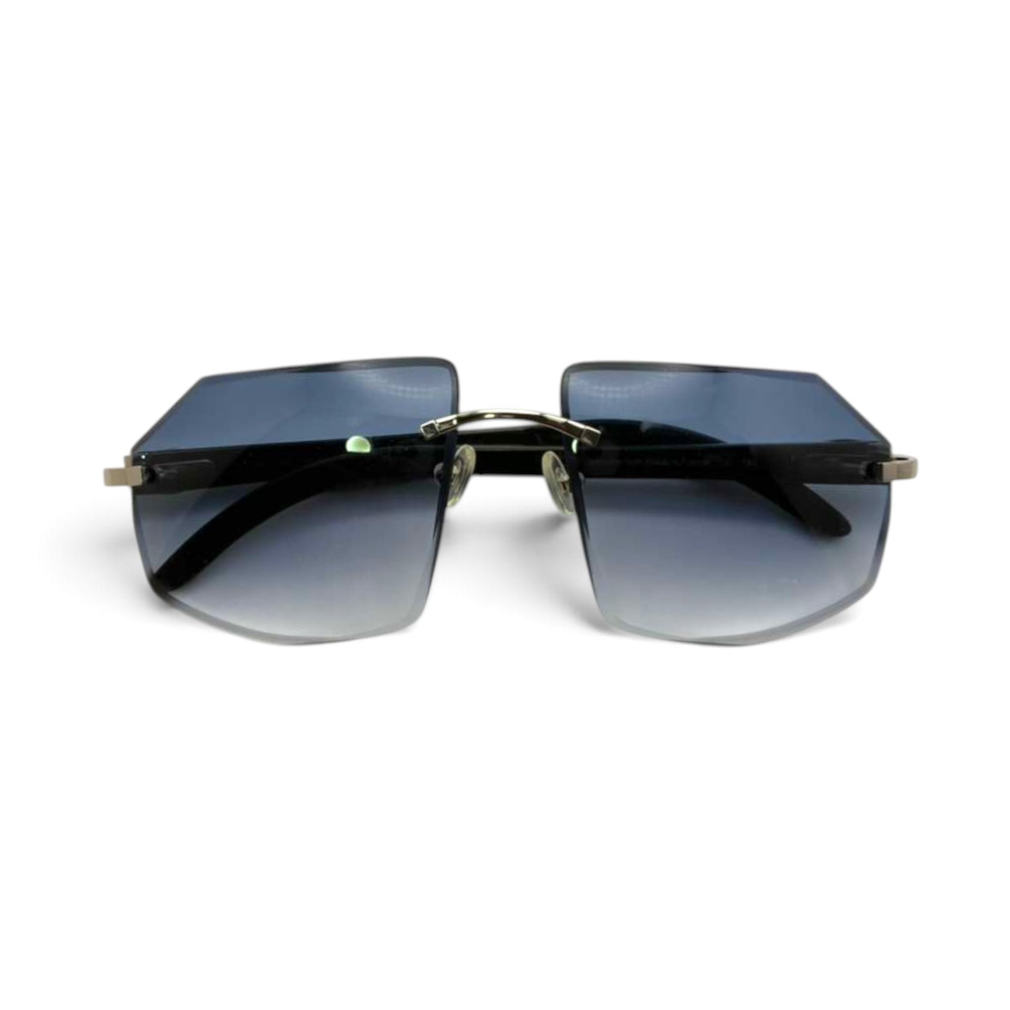 C Decor Buffs - Silver Black Genuine Horn Sunglasses w/ Custom Smoke Grey Lenses
