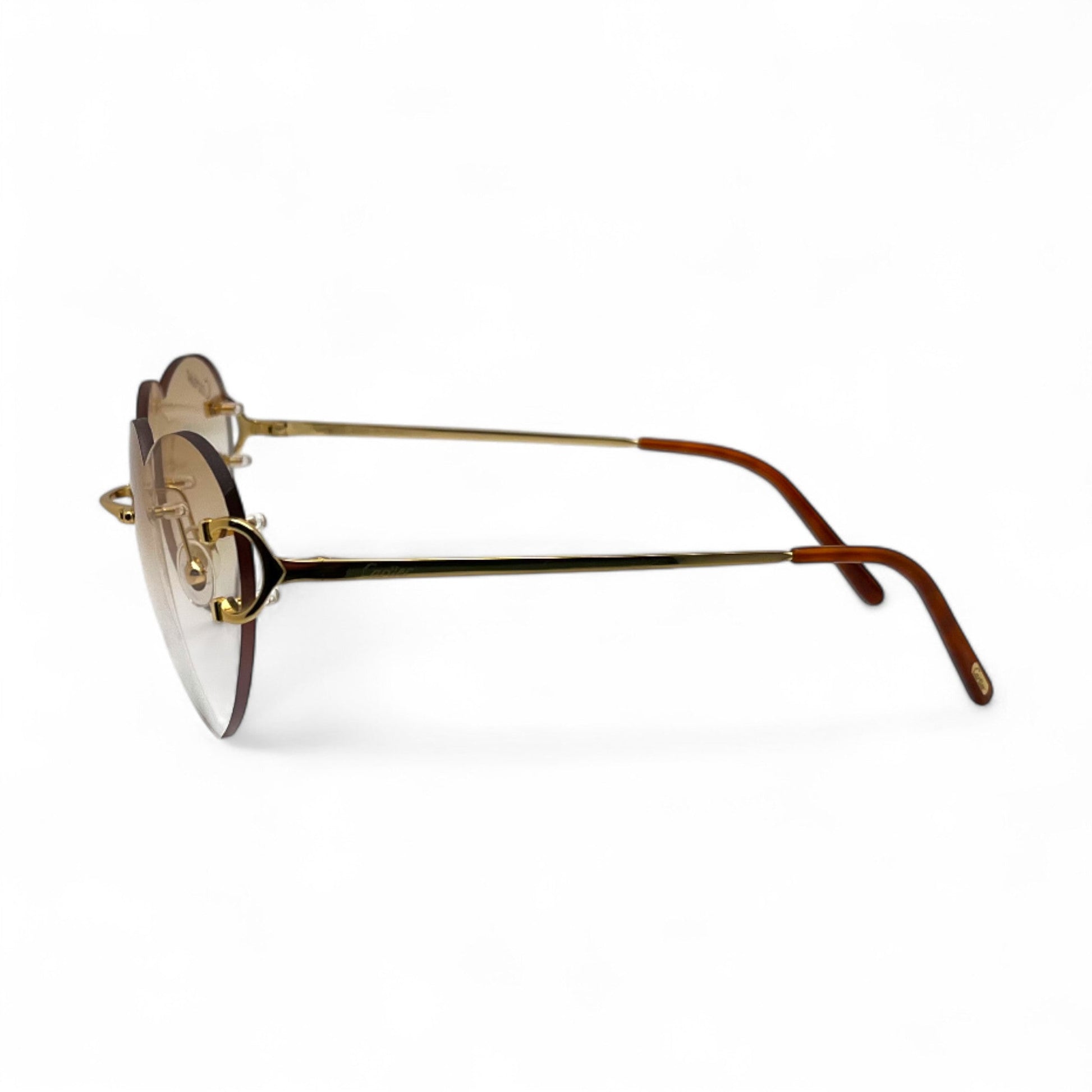 Big C Decor - Gold Wires Sunglasses w/ Hennessy Brown Lenses (2000s) - Luxury Optical