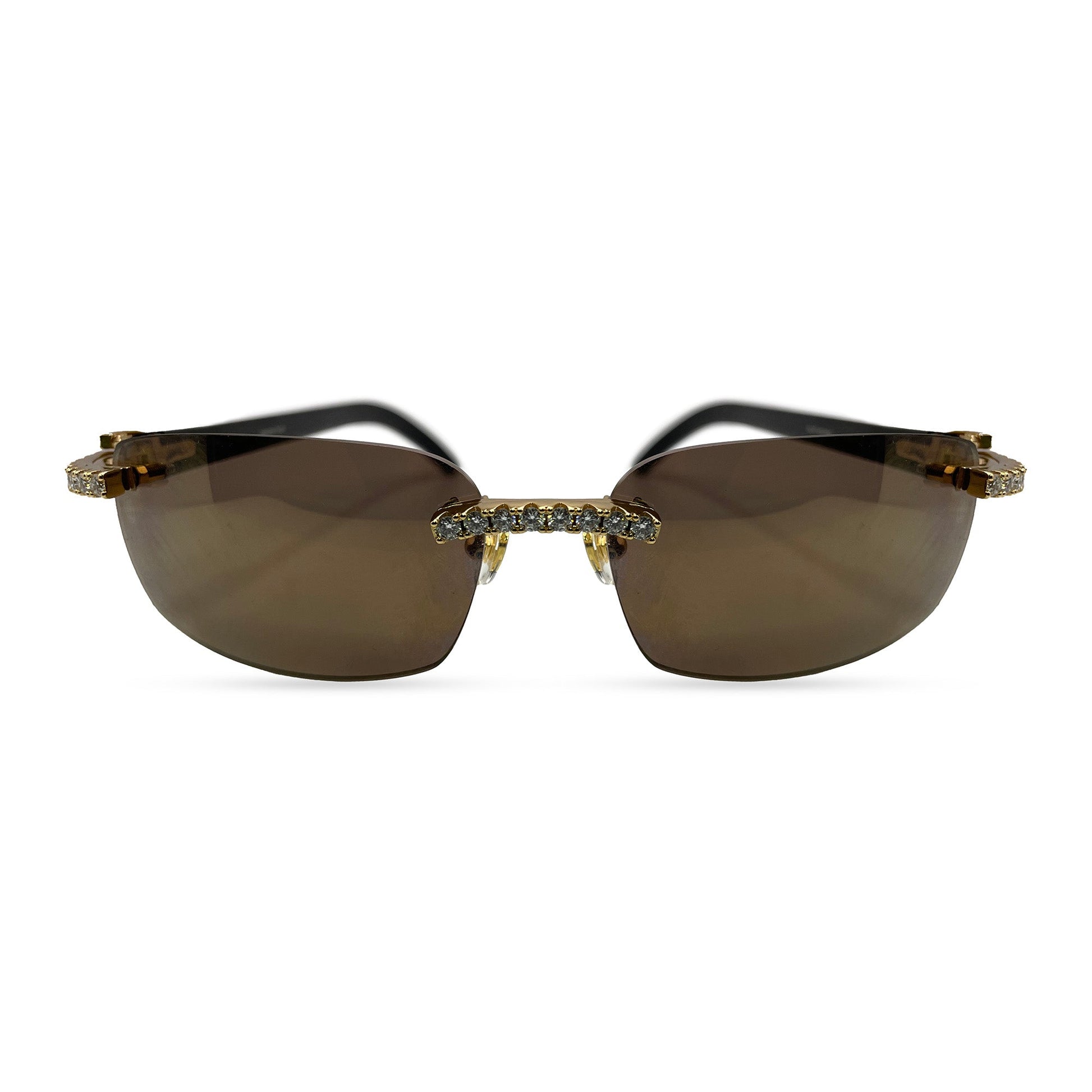CT0046S C Decor Buffs (Iced - Moissanite) - Gold Genuine White Horn Sunglasses w/ Moissanite Diamonds Prong Set (2010s) - Luxury Optical