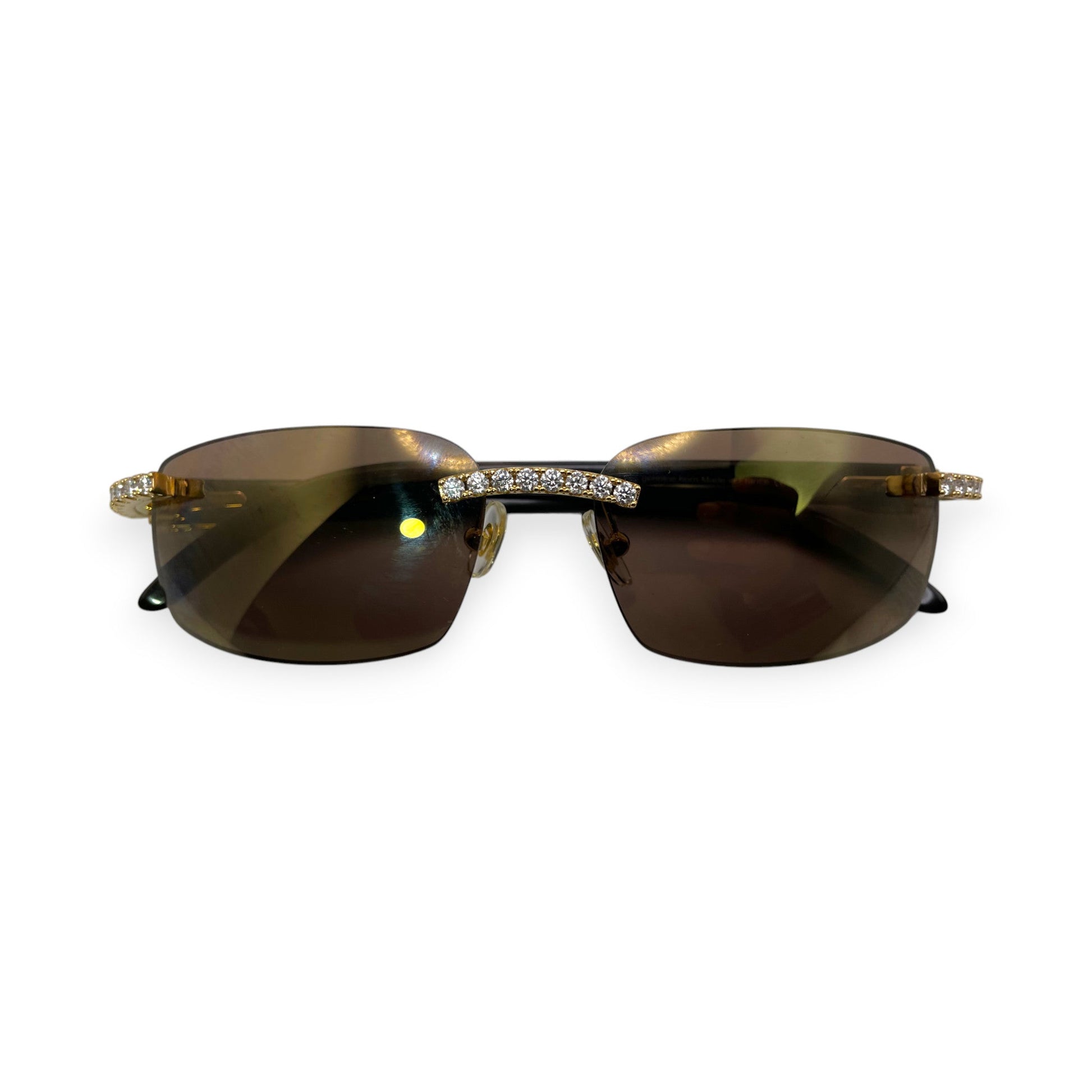 CT0046S C Decor Buffs (Iced - Moissanite) - Gold Genuine White Horn Sunglasses w/ Moissanite Diamonds Prong Set (2010s) - Luxury Optical