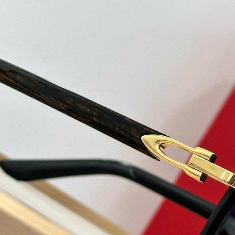 Decor C Acetate Marble Pilot Lenses - Dark Green Swirls Temples - Luxury Optical