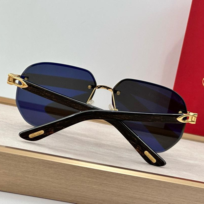 Decor C Acetate Marble Pilot Lenses - Dark Green Swirls Temples - Luxury Optical