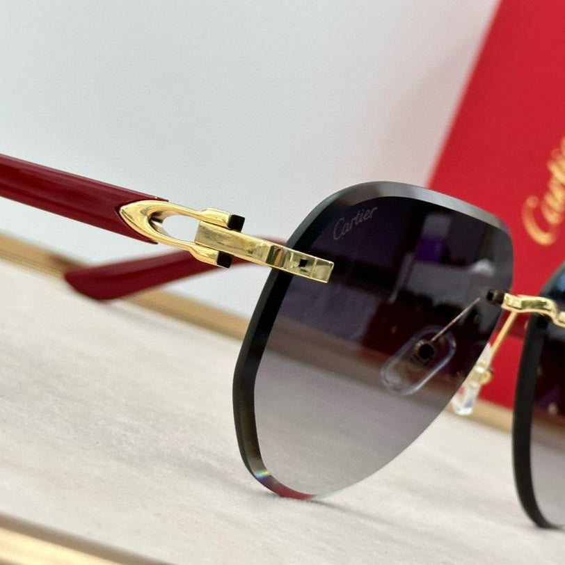 Decor C Acetate Marble Pilot Lenses - Red Temples - Luxury Optical