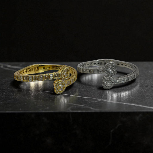 Heart Diamond Bangle Bracelet (Thick)