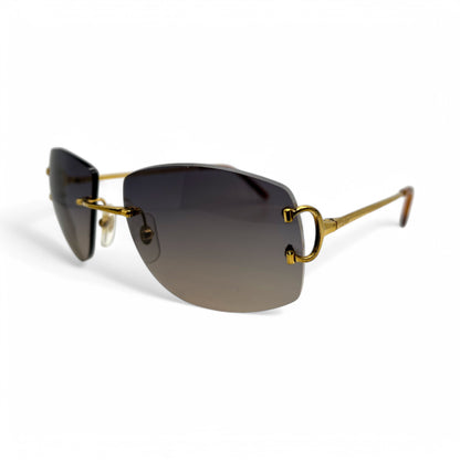 CT0008RS Authentic Cartier Big C - Gold Wires Sunglasses w/ Dark Gray to Tan Gradient Lenses (2010s)