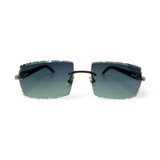 C Decor Buffs (Diamond Cut) - Silver White Genuine Horn Sunglasses (2020s) - Luxury Optical