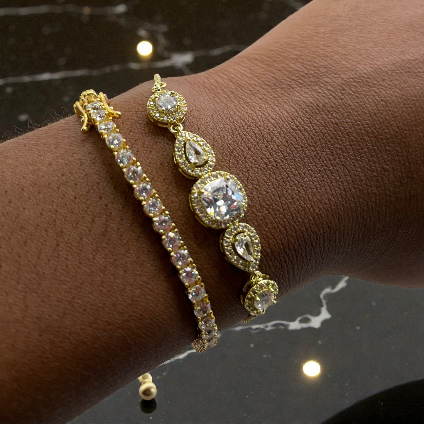 Diamond 5-Stone Bracelet - Gold