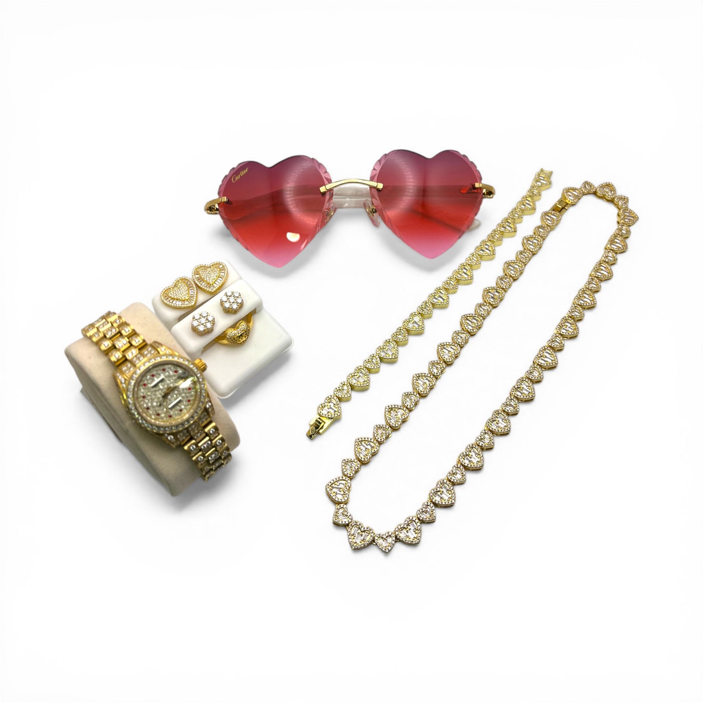 Prom Luxury Set: Custom C Decor Red Hearts & Jewelry