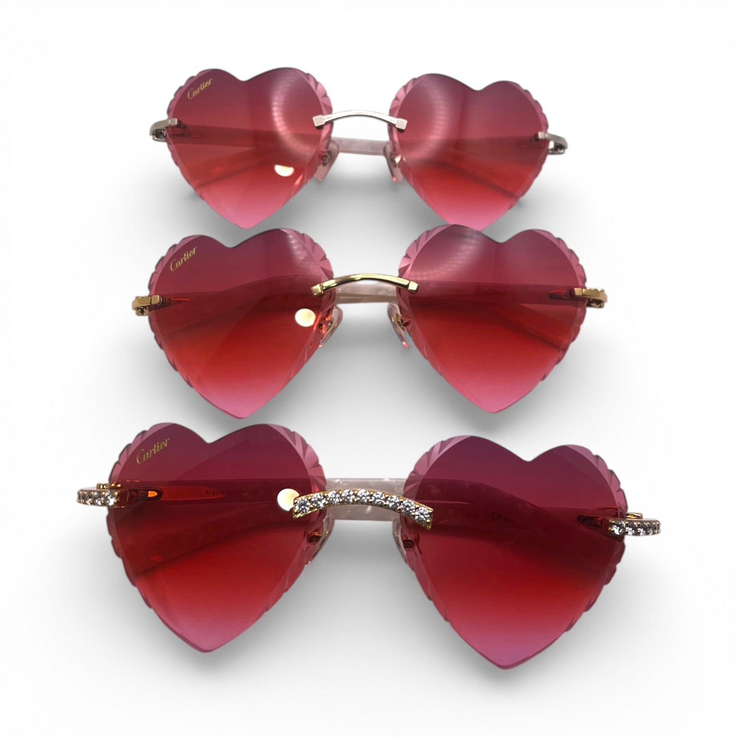 C Decor Sunglasses - 56-19 Custom Hearts Composite Marbles w/ Diamond Set (2026)