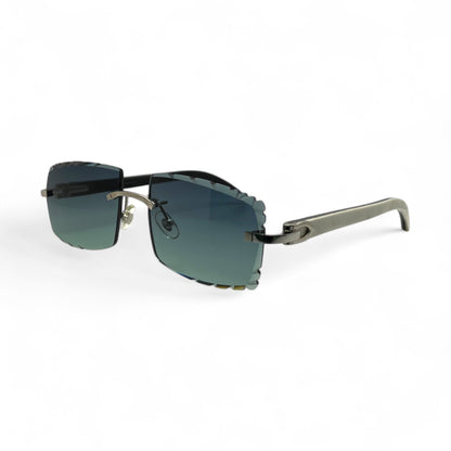 C Decor Buffs (Diamond Cut) - Silver White Genuine Horn Sunglasses (2020s) - Luxury Optical