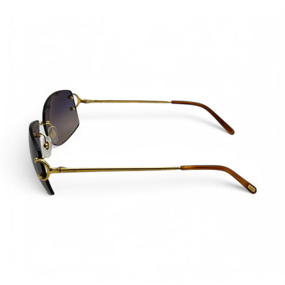 CT0008RS Authentic Cartier Big C - Gold Wires Sunglasses w/ Dark Gray to Tan Gradient Lenses (2010s)