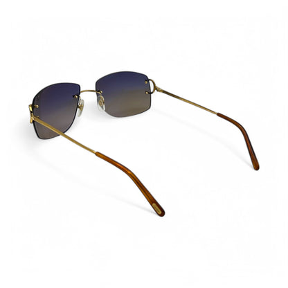CT0008RS Authentic Cartier Big C - Gold Wires Sunglasses w/ Dark Gray to Tan Gradient Lenses (2010s)