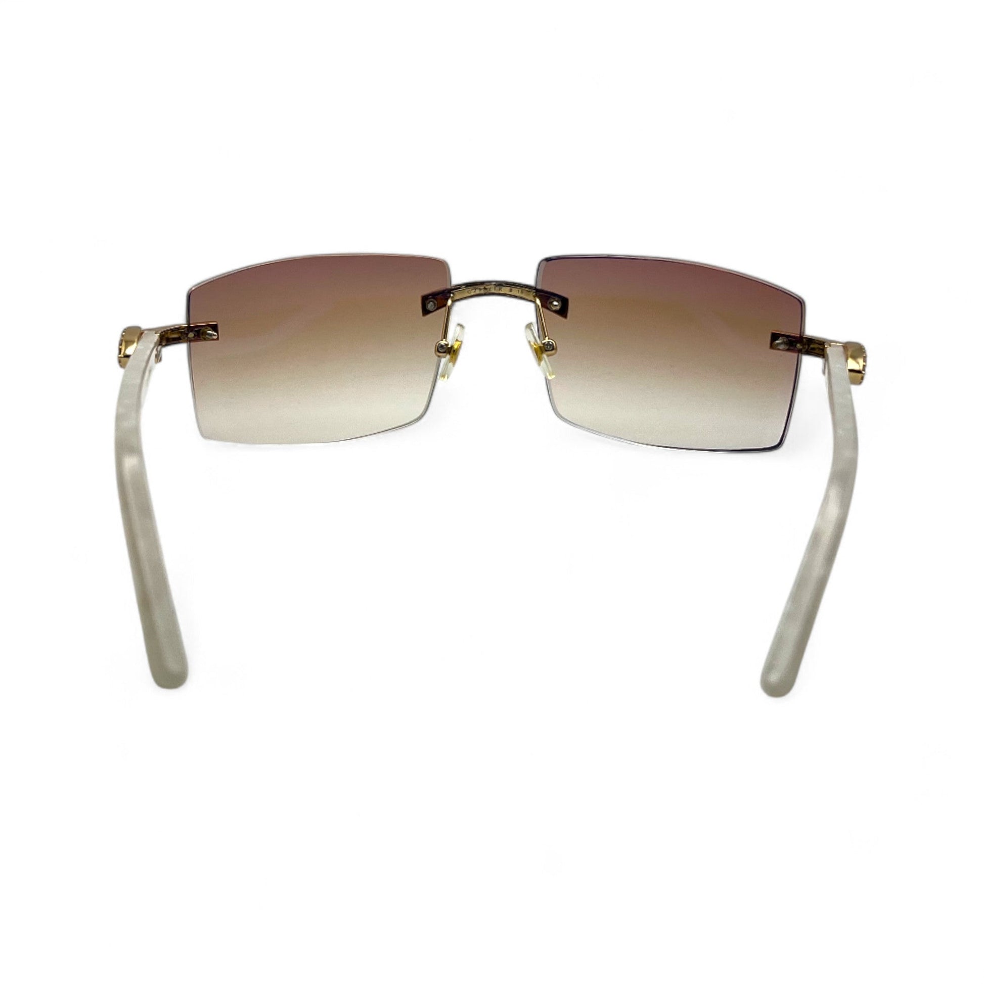 C Decor Marbles (Iced) - Gold White Composite Marbles Sunglasses w/ Clear Lenses - Diamonds Prong Set (2010s) - Luxury Optical
