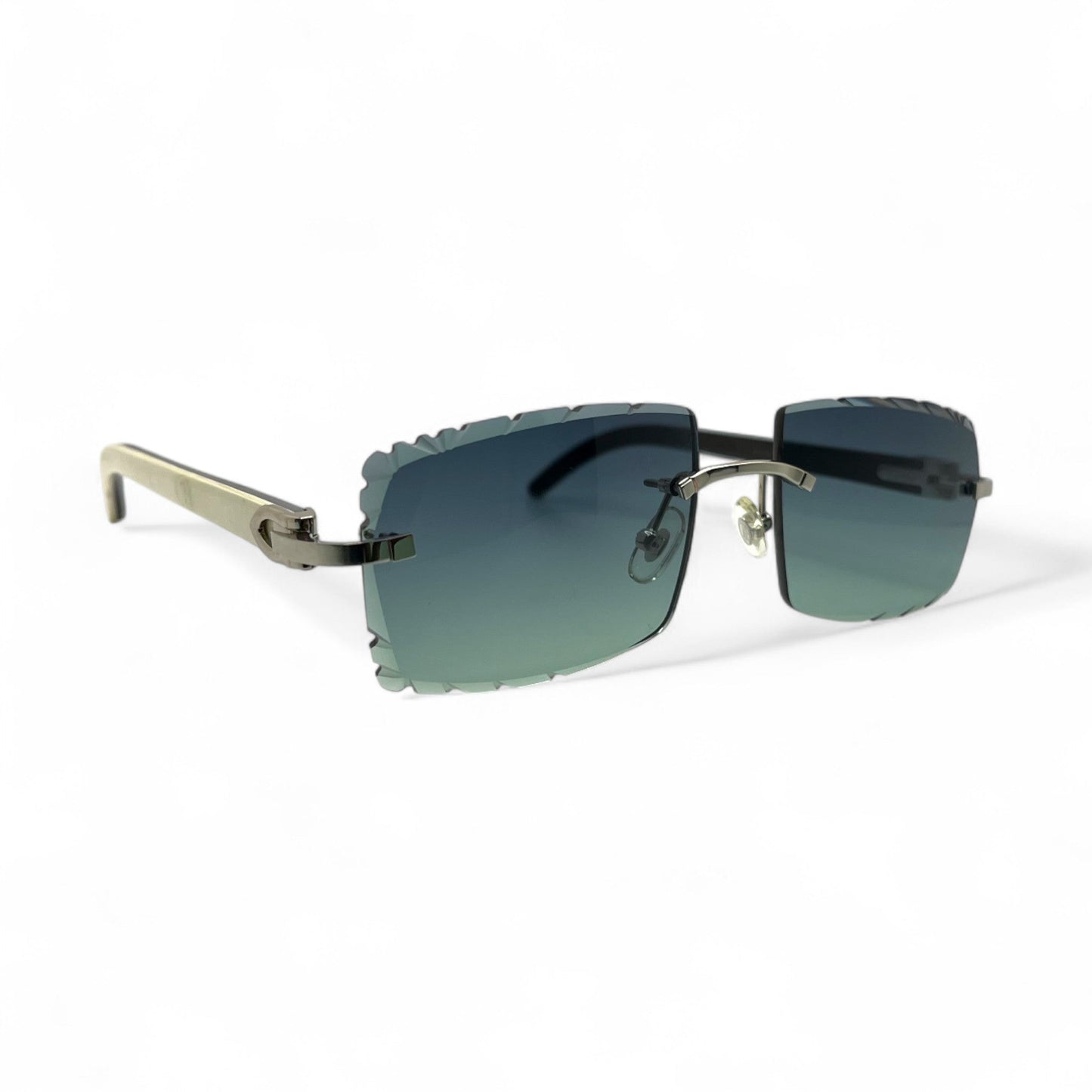 C Decor Buffs (Diamond Cut) - Silver White Genuine Horn Sunglasses (2020s) - Luxury Optical