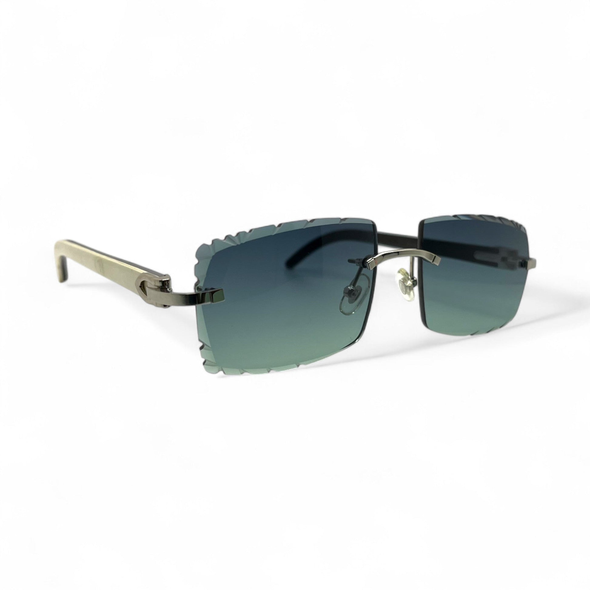 C Decor Buffs (Diamond Cut) - Silver White Genuine Horn Sunglasses (2020s) - Luxury Optical