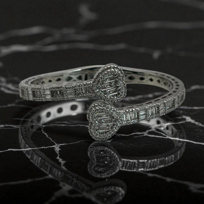Heart Diamond Bangle Bracelet (Thick)