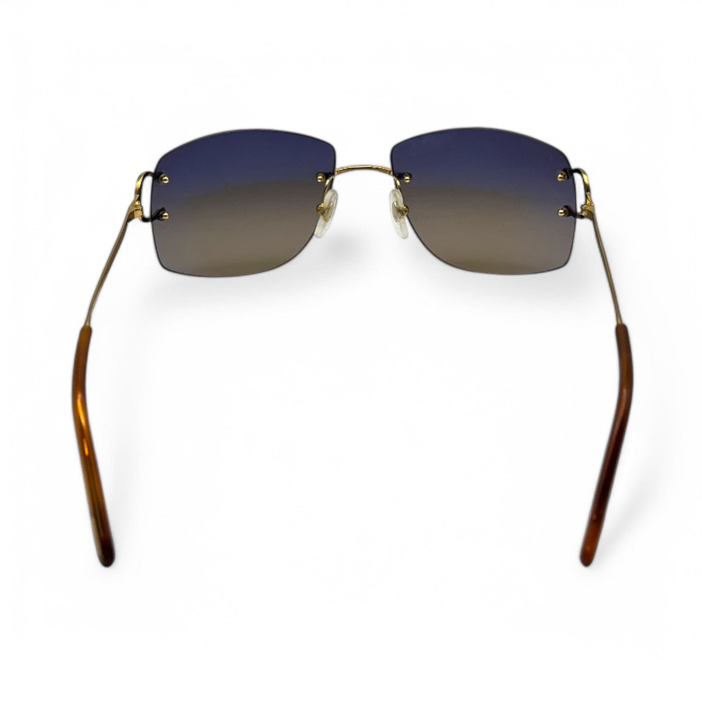 CT0008RS Authentic Cartier Big C - Gold Wires Sunglasses w/ Dark Gray to Tan Gradient Lenses (2010s)