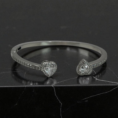 Heart Diamond Bangle Bracelet (Thin)