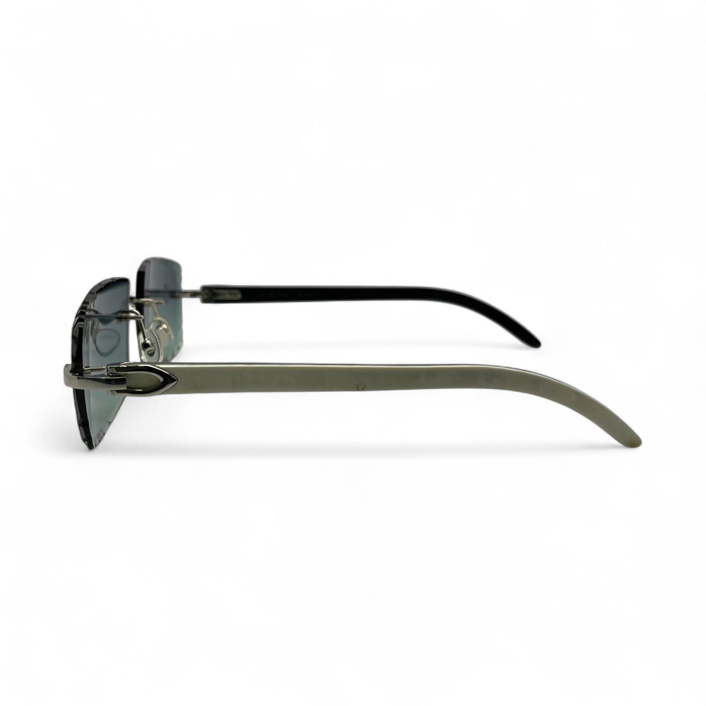 C Decor Buffs (Diamond Cut) - Silver White Genuine Horn Sunglasses (2020s) - Luxury Optical