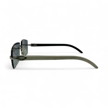C Decor Buffs (Diamond Cut) - Silver White Genuine Horn Sunglasses (2020s) - Luxury Optical