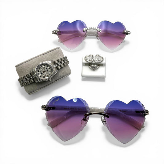 Prom Luxury Set: Custom C Decor Purple & Pink Hearts & Jewelry