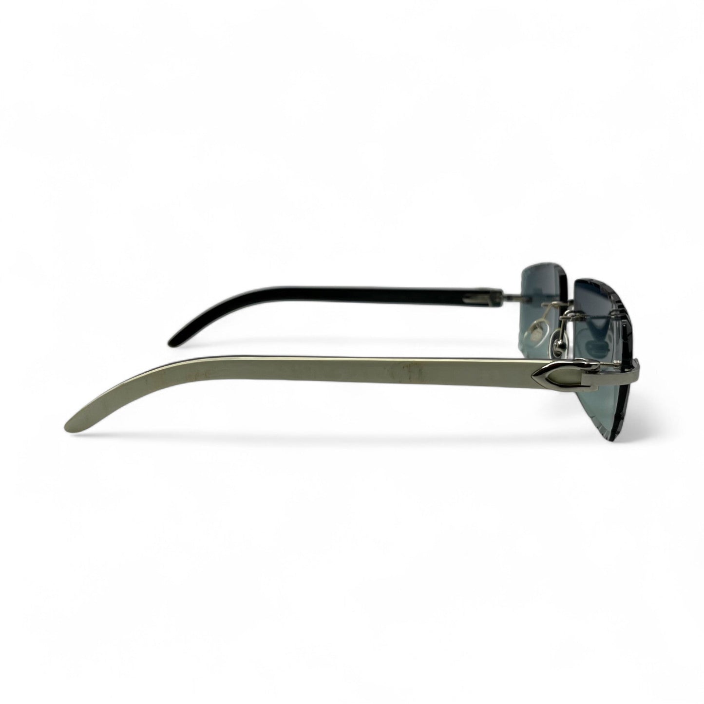 C Decor Buffs (Diamond Cut) - Silver White Genuine Horn Sunglasses (2020s) - Luxury Optical