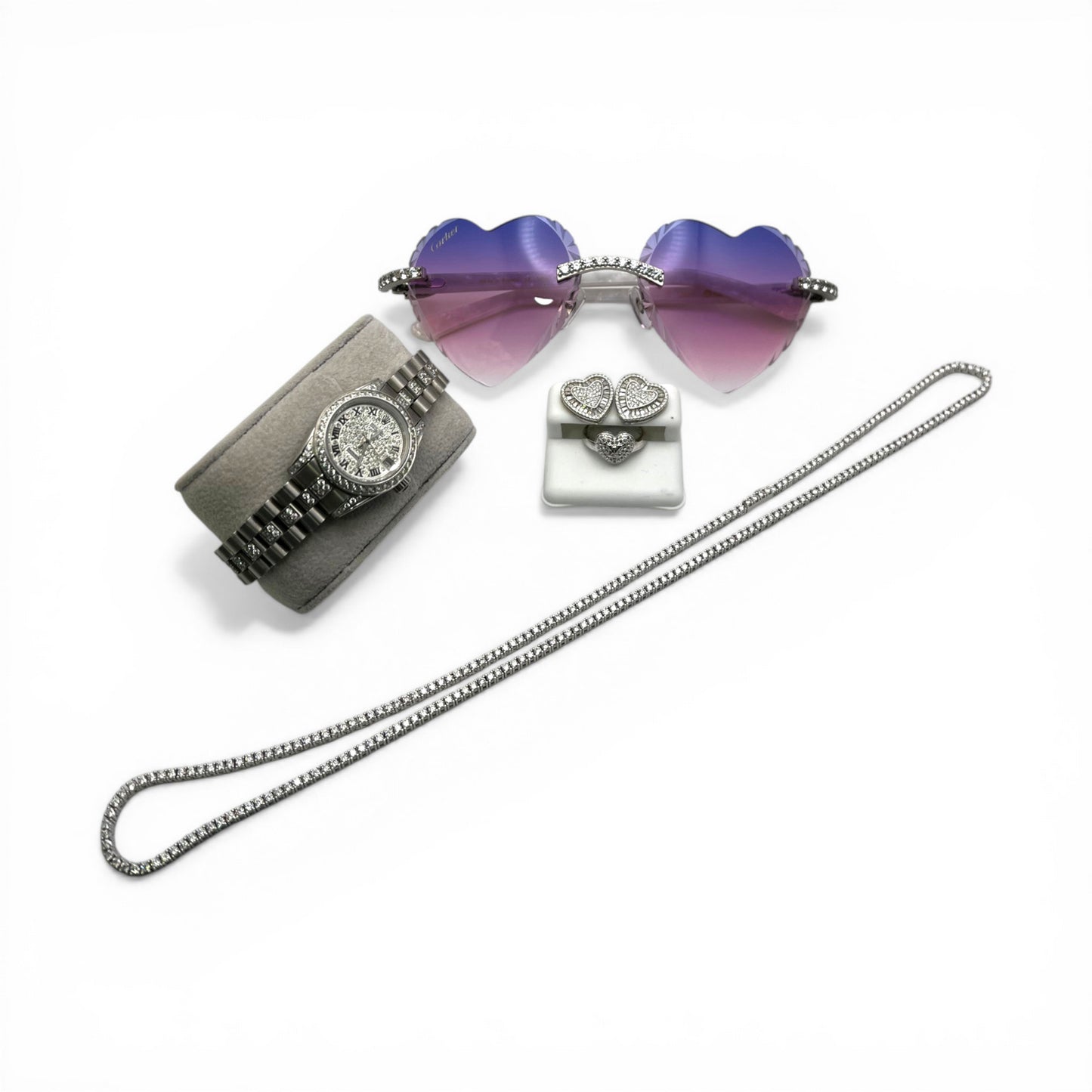 Prom Luxury Set: Custom C Decor Purple & Pink Hearts & Jewelry